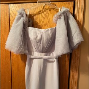 Portia &Scarlett silver off shoulder tulle